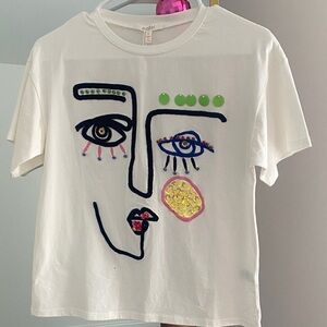 Pastels Clothing Artistic Face Graphic Tee - White